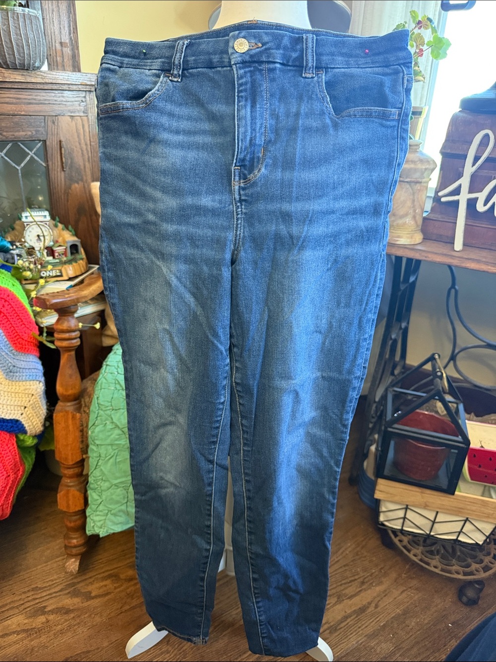 American Eagle Outfitters Women's Skinny Jeans - Dark Blue Wash